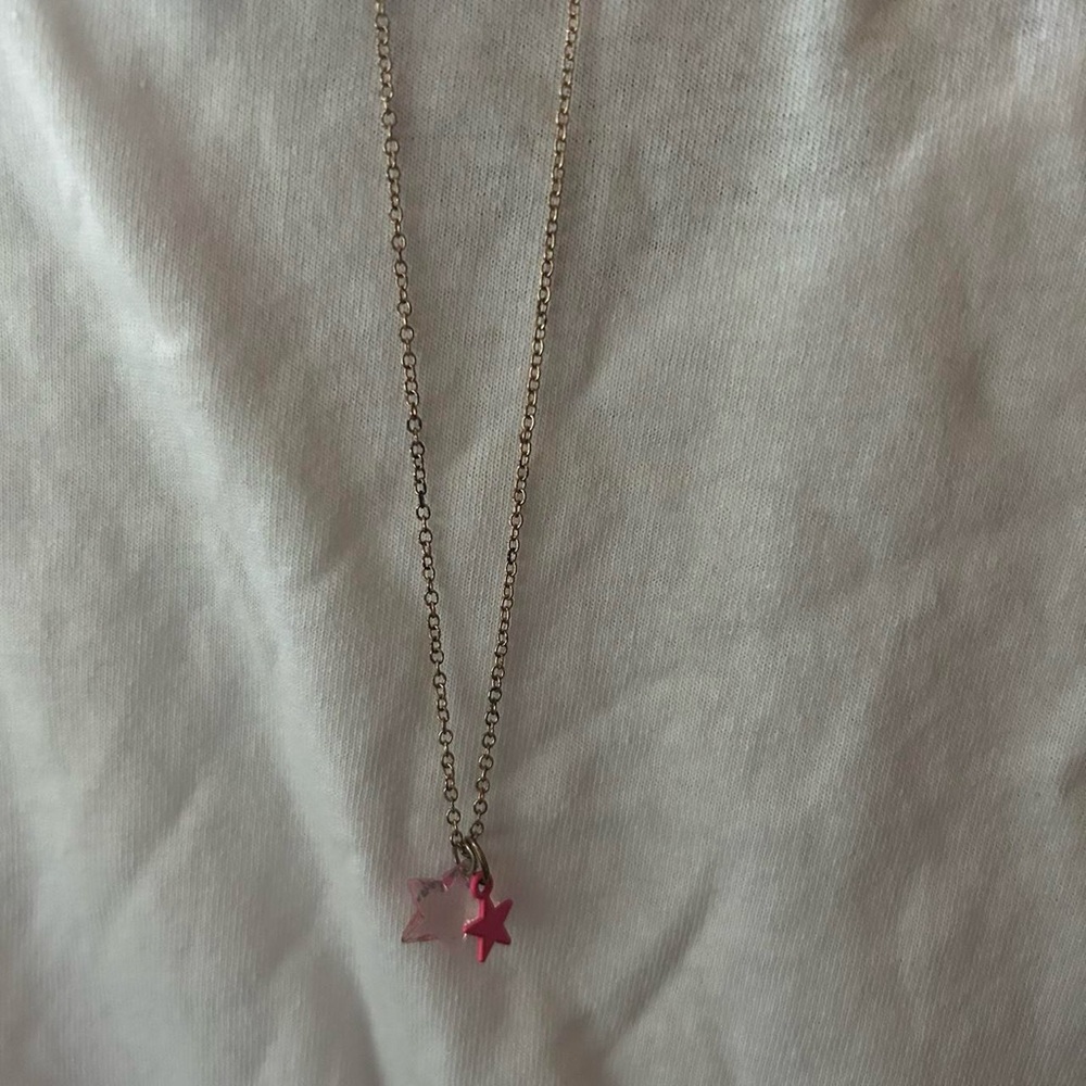 y2k pink star necklace
